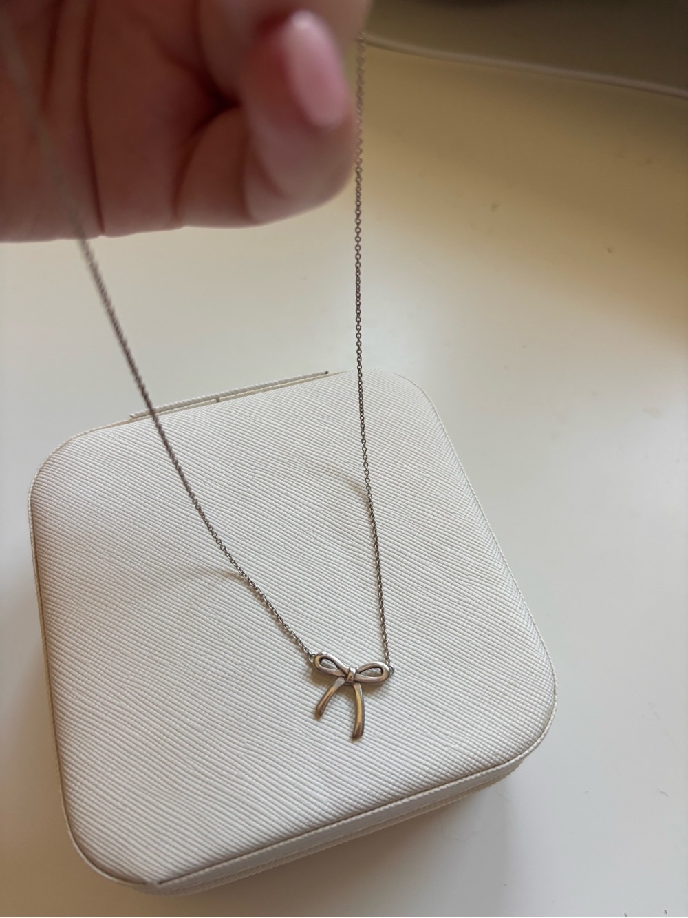 Tiffany Silver Bow Necklace